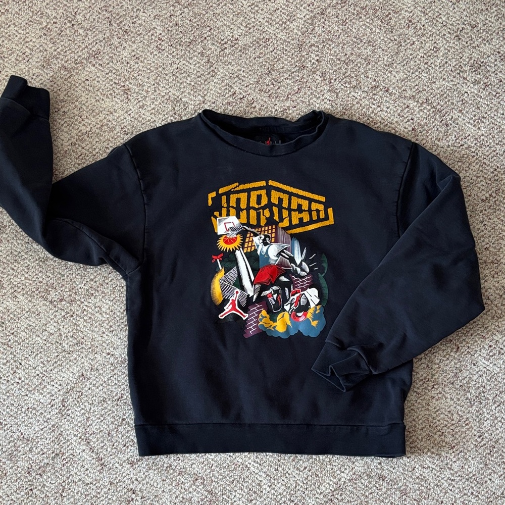 Jordan Black Crewneck Sweater with Colorful Graphic